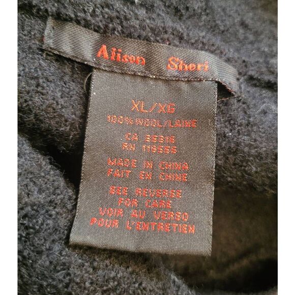 Vintage Alison Sheri Jacket Women's XL Black Boiled Wool Embroidered Boho Fairy - Picture 3 of 5